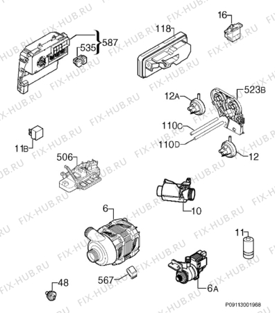 Схема №7 F56052UM0 с изображением Микромодуль для посудомойки Aeg 973911524005023